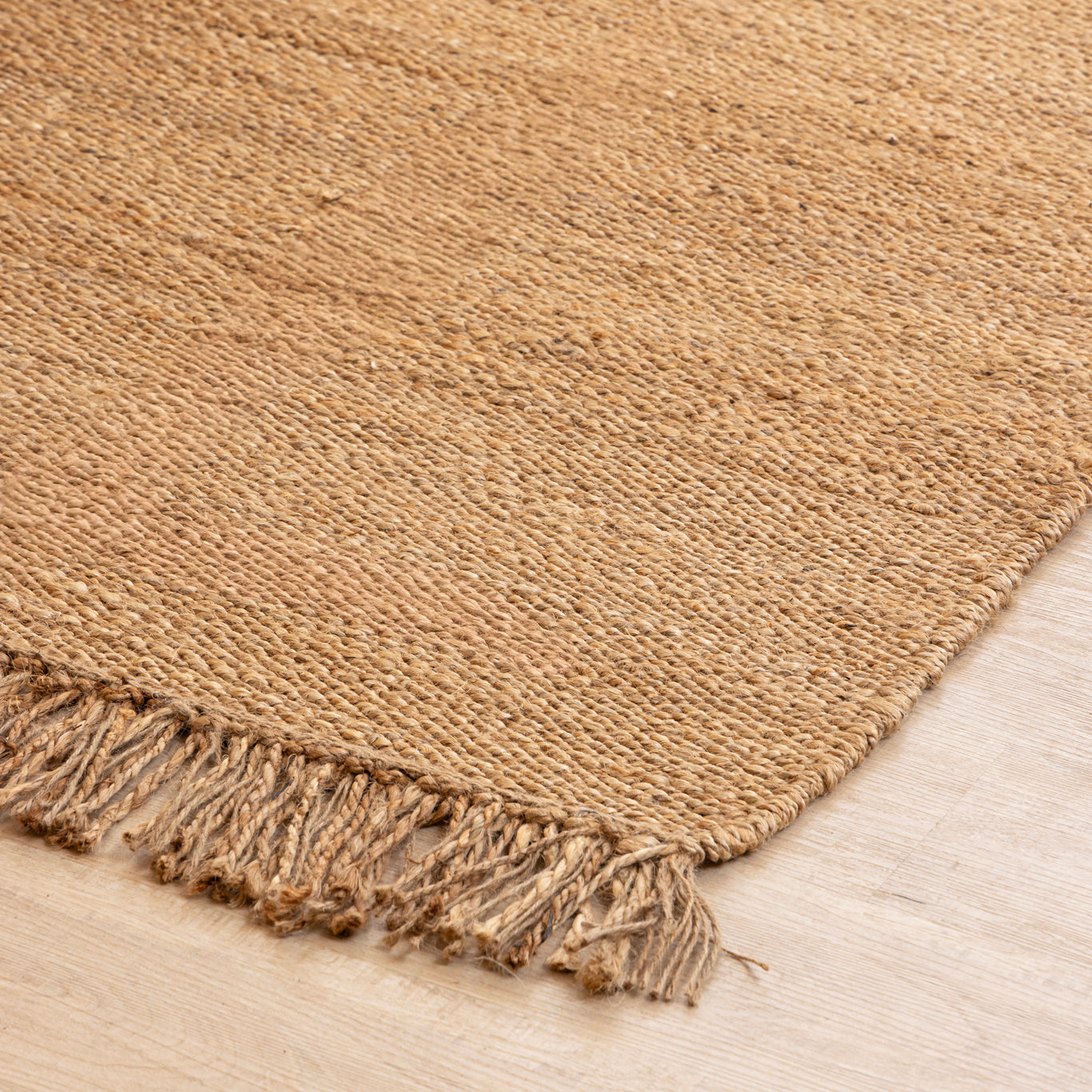 Handwoven Natural Hemp Area Rug with Fringe - Rustic Charm Turn on screen