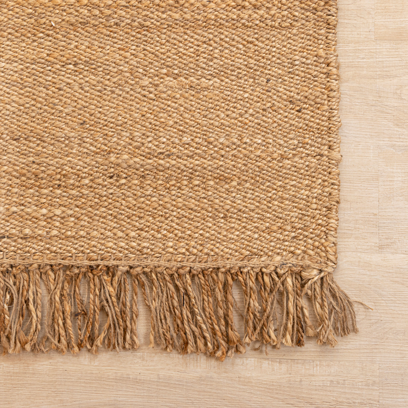 Handwoven Natural Hemp Area Rug with Fringe - Rustic Charm Turn on screen