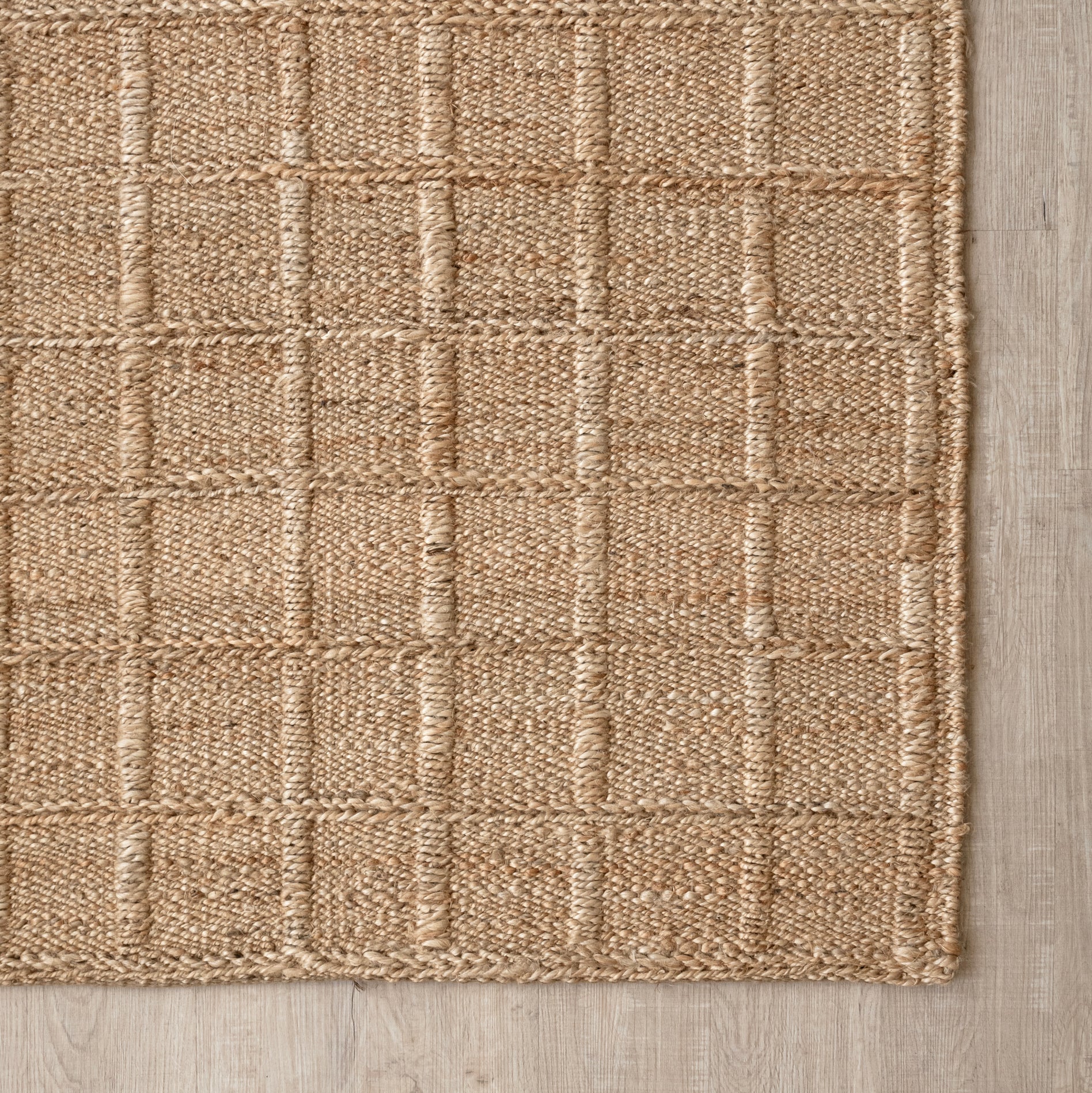 Handwoven Grid Pattern Hemp Rug - Natural Minimalism