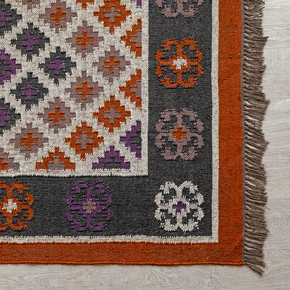 Handwoven Wool-Jute Geometric Medallion Rug - Bohemian Luxe