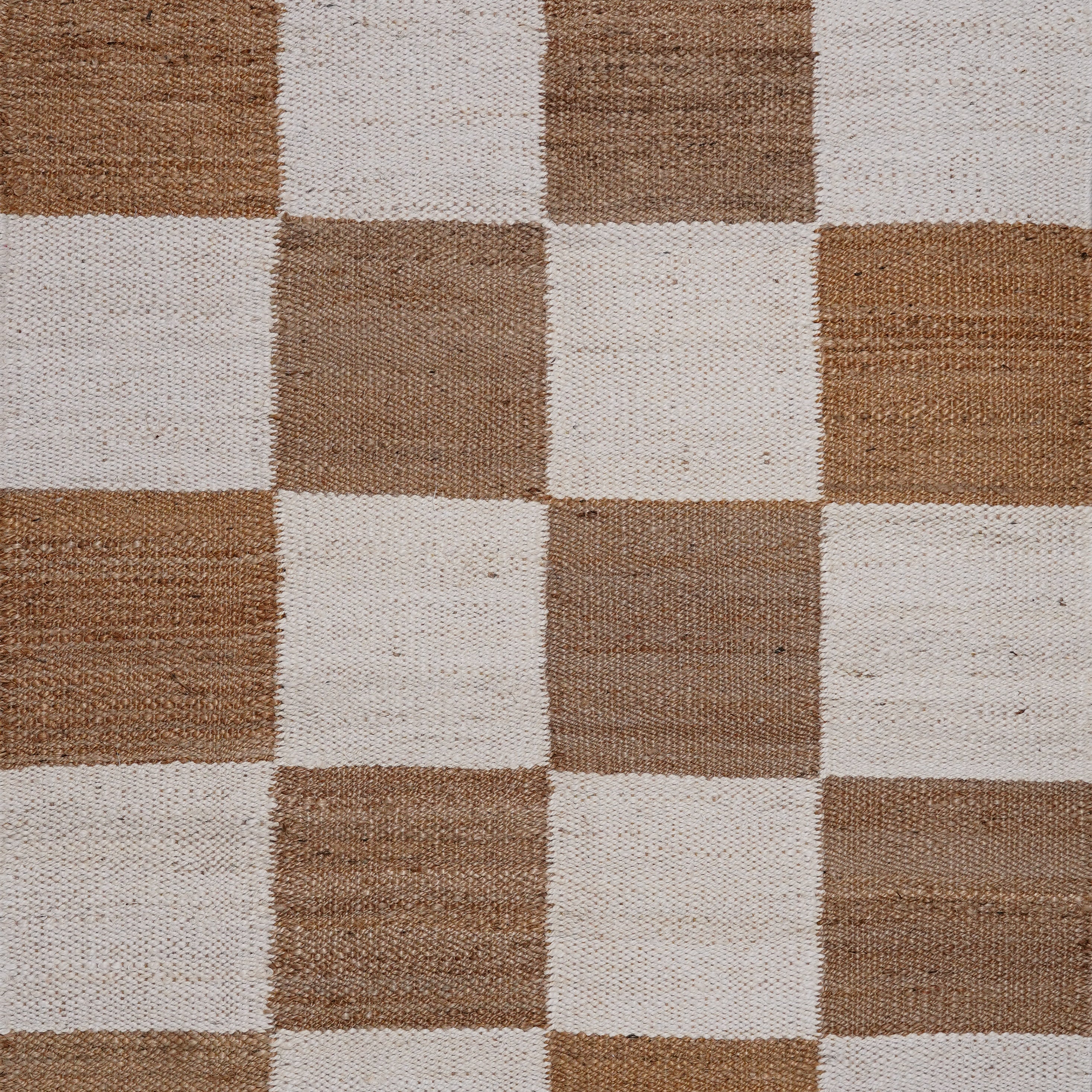 Handcrafted Natural Hemp Checkerboard Rug – Earthy Tones, Eco-Friendly Design