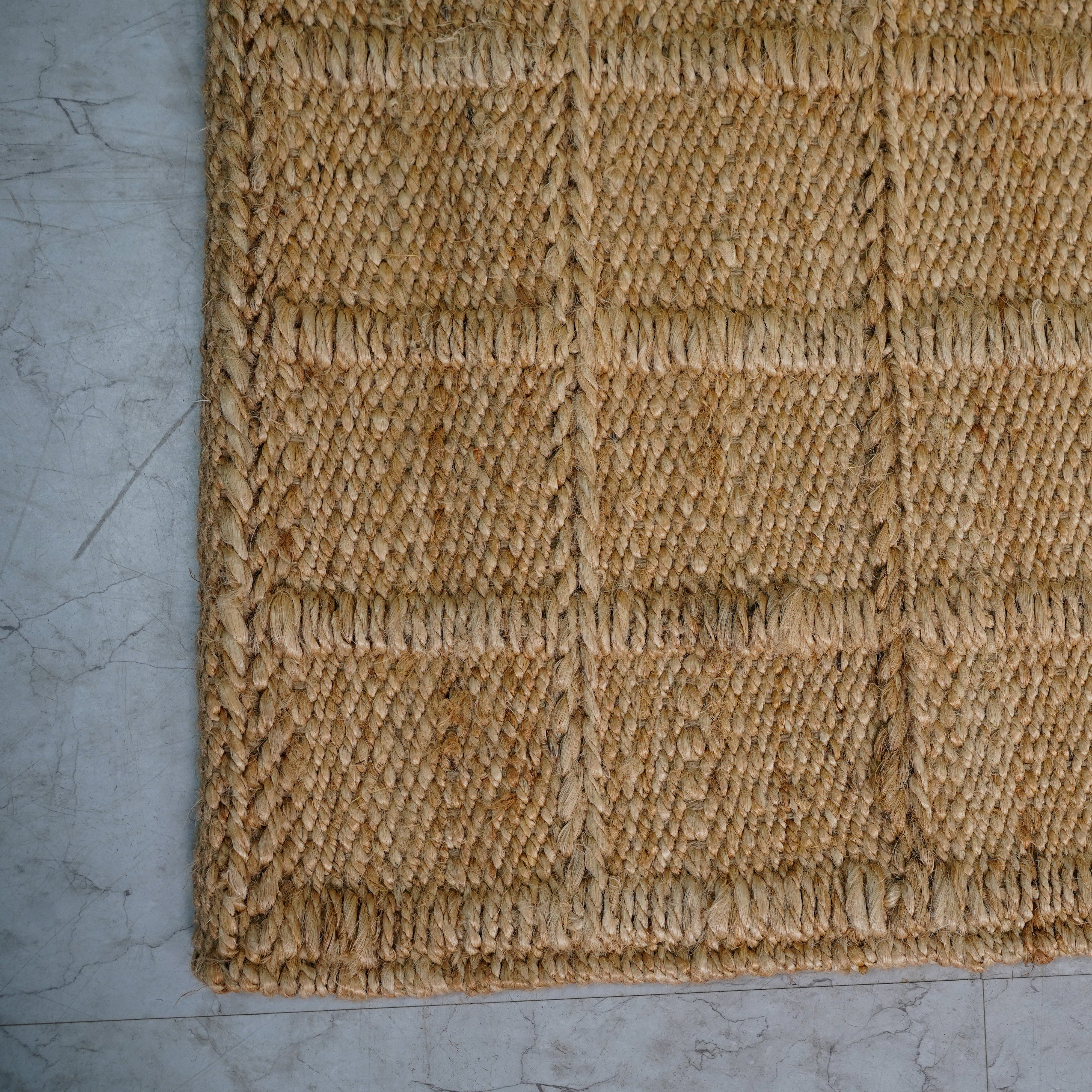 Rustic Textured Hemp Rug - Handcrafted Natural Weave for Earthy Décor