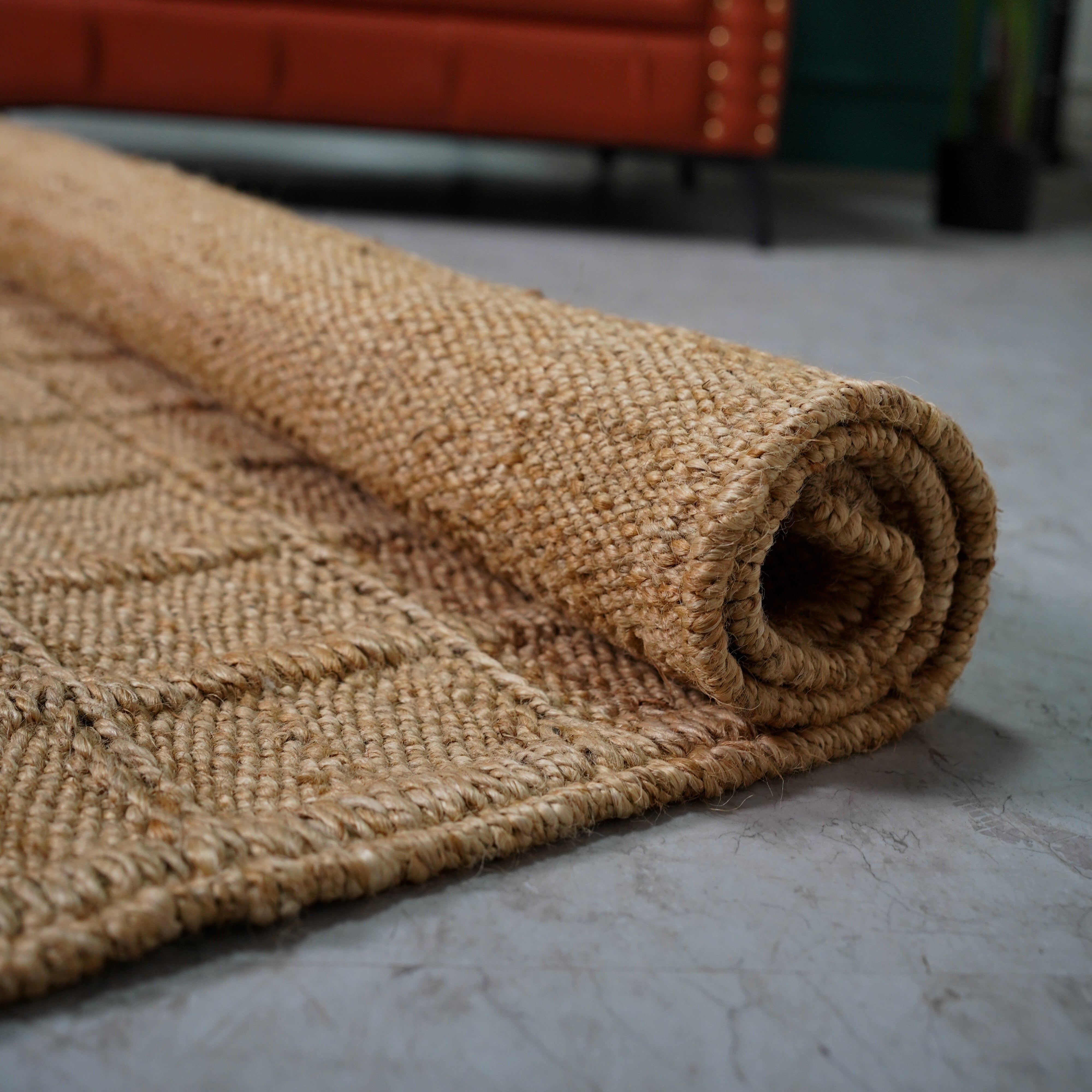 Rustic Textured Hemp Rug - Handcrafted Natural Weave for Earthy Décor