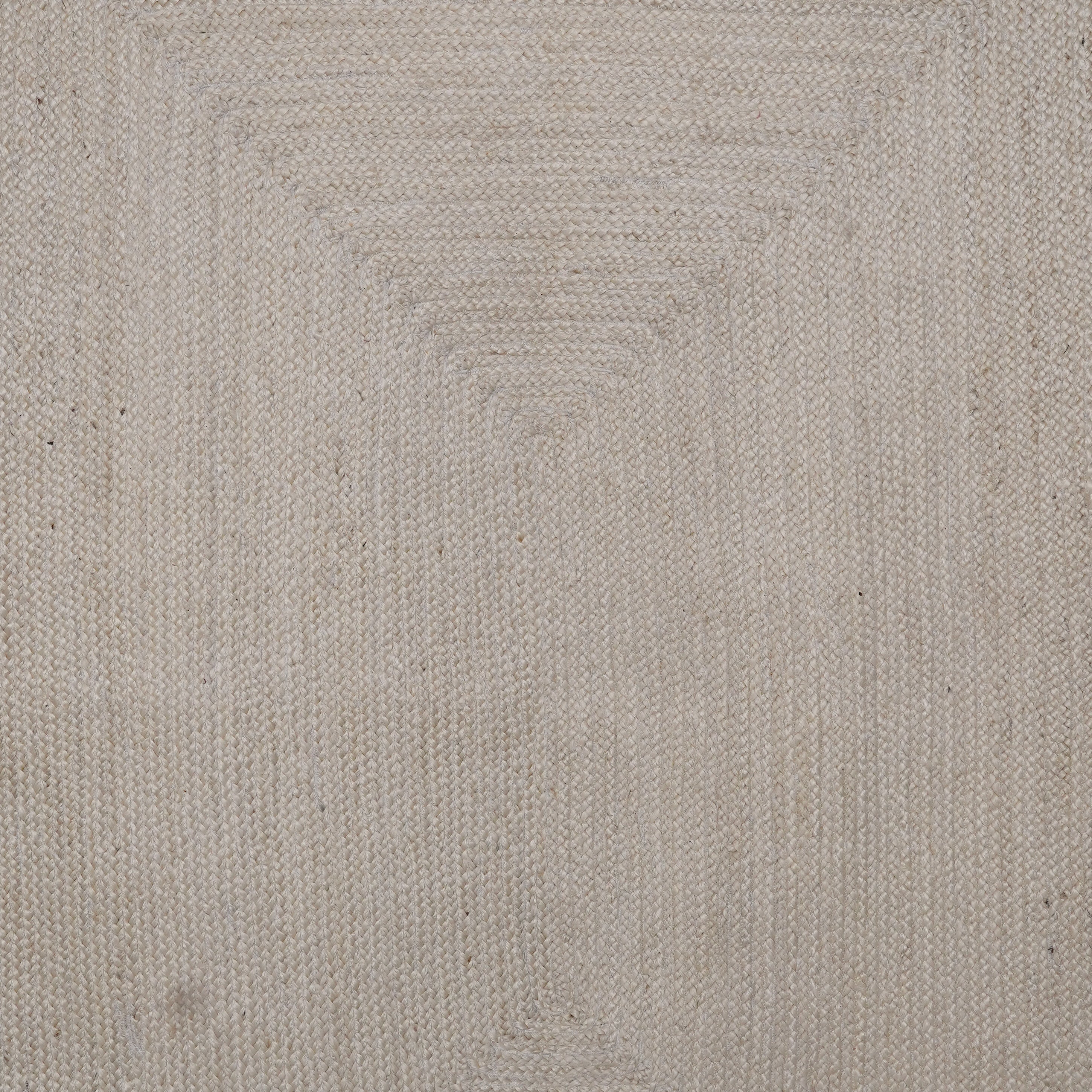 Handcrafted Ivory Hemp Rug – Subtle Geometric Flatweave Design