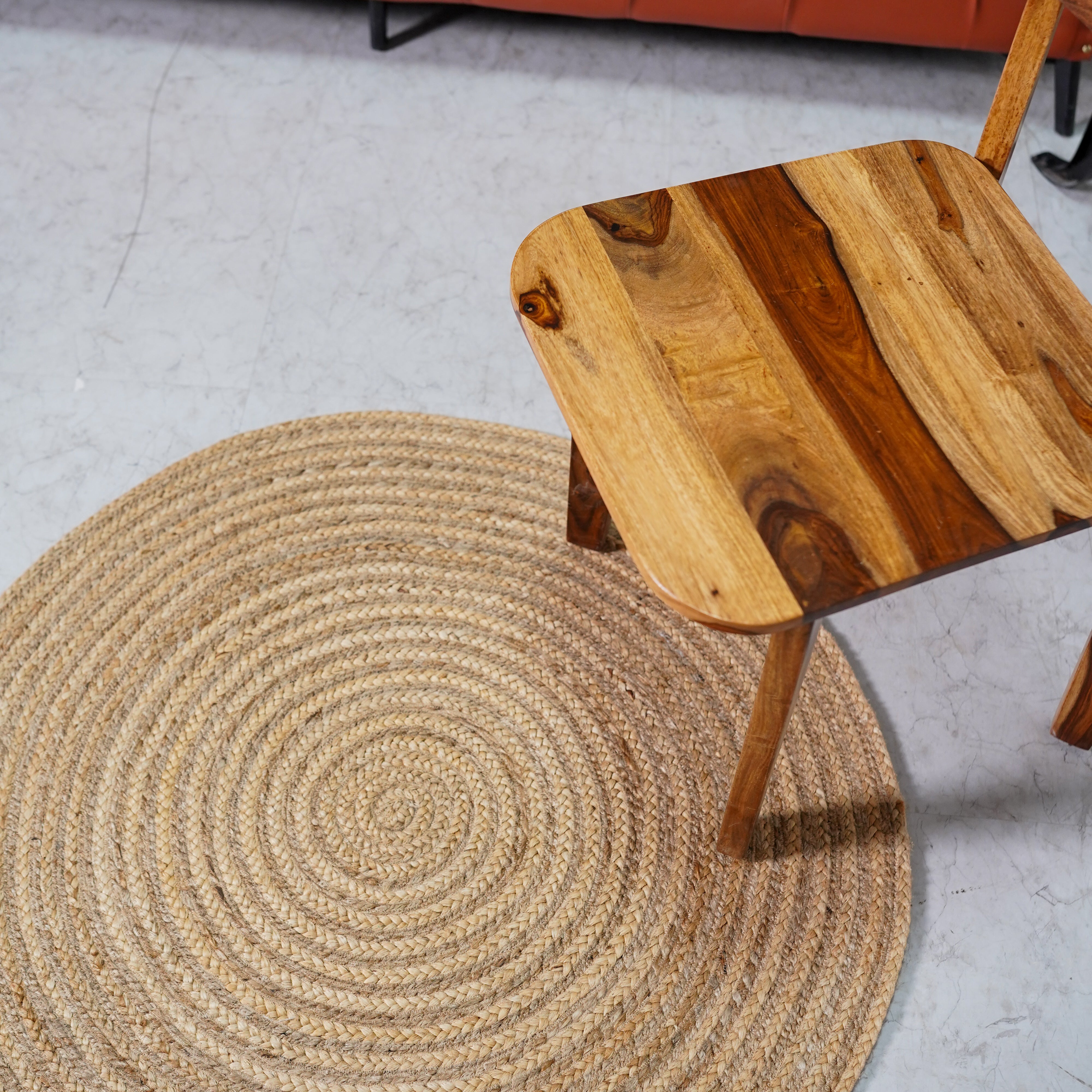 Natural Handwoven Hemp Round Rug with Spiral Design | Eco-Friendly Braided Rug