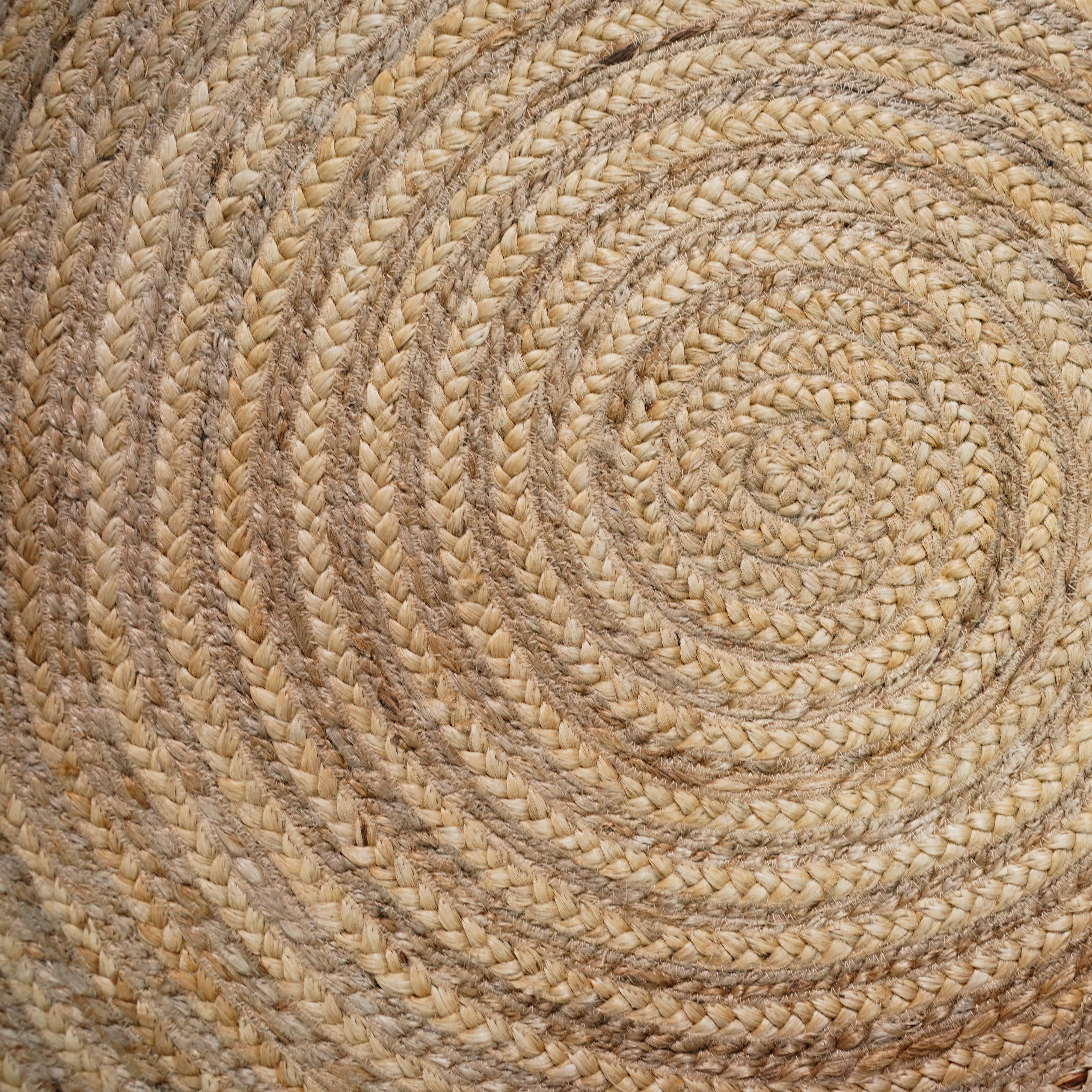 Natural Handwoven Hemp Round Rug with Spiral Design | Eco-Friendly Braided Rug