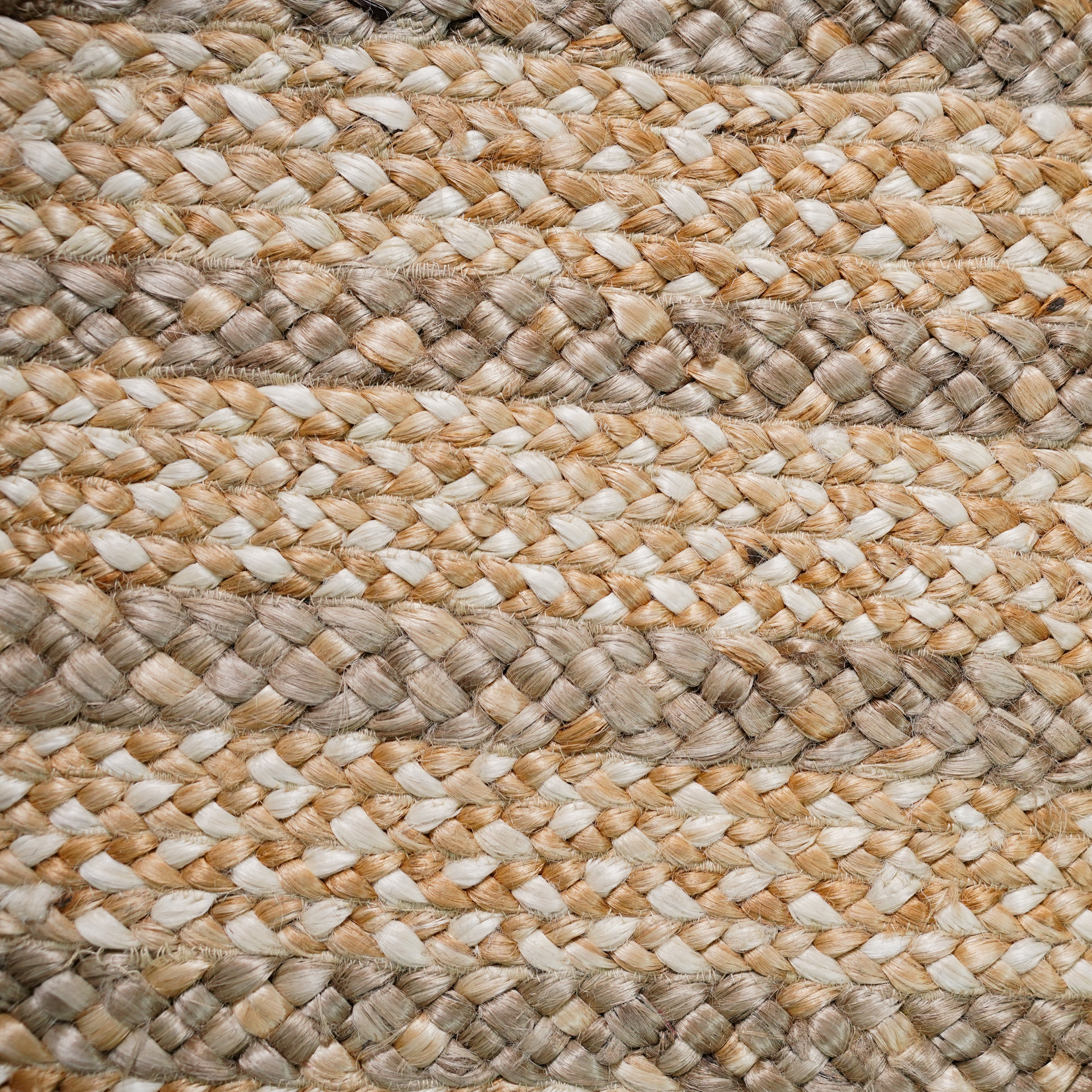 Natural Hemp Braided Rectangular Rug with Neutral Tones